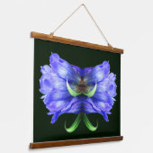 Abstracte blauw Gentian Flower Hangend Wandkleed (Gebogen)