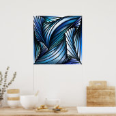 Abstracte blauw-golfcanvasafdruk poster (Keuken)