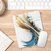 Abstracte Blauw & Goud Muismat – Dynamic Design