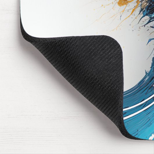 Abstracte Blauw & Goud Muismat – Dynamic Design (Hoek)