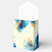 Abstracte Blauw & Goud Waterverf bruiloft Bedankdoosjes (Geopend)