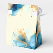 Abstracte Blauw & Goud Waterverf bruiloft Bedankdoosjes (Achterkant)