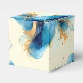 Abstracte Blauw & Goud Waterverf bruiloft Bedankdoosjes (Voorkant Zijde)