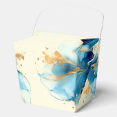 Abstracte Blauw & Goud Waterverf bruiloft Bedankdoosjes (Voorkant)