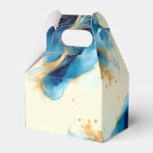 Abstracte Blauw & Goud Waterverf bruiloft Bedankdoosjes (Voorkant Zijde)