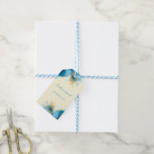 Abstracte Blauw & Goud Waterverf bruiloft Cadeaulabel (Met Touw)