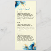 Abstracte Blauw & Goud Waterverf bruiloft Menu (Achterkant)