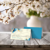 Abstracte Blauw & Goud Waterverf bruiloft Plaatskaartje