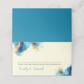 Abstracte Blauw & Goud Waterverf bruiloft Plaatskaartje (Buitenkant ongevouwen)