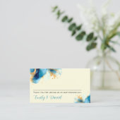 Abstracte Blauw & Goud Waterverf bruiloft Plaatskaartje (Staand voorkant)