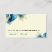 Abstracte Blauw & Goud Waterverf bruiloft Plaatskaartje (Voorkant)
