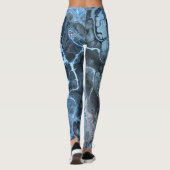 Abstracte blauw & grijs marmeren ijsvloeistof text leggings (Achterkant)