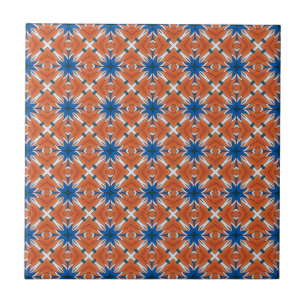 Abstracte blauw Oranje Grafisch Patroon Tegeltje
