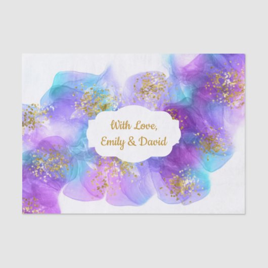 Abstracte blauw Paarse-alcoholinkt op maat Tissuepapier (Voorkant)