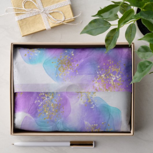 Abstracte blauw Paarse-alcoholinkt op maat Tissuepapier (Geschenk)