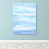 Abstracte blauw Paarse oceaanlagen Waterverf Canv Canvas Afdruk (Insitu (Houten vloer))