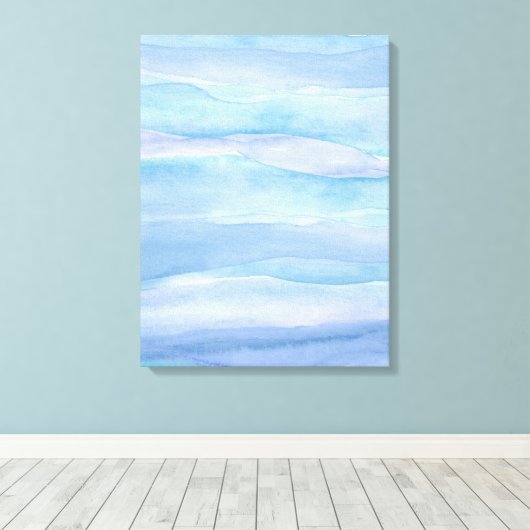 Abstracte blauw Paarse oceaanlagen Waterverf Canv Canvas Afdruk (Insitu (Houten vloer))