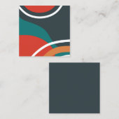 Abstracte blauw-rode witte lijn kunst vierkante visitekaartje (Voorkant / Achterkant)