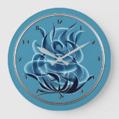 Abstracte blauw Roos wandklok (Voorkant)