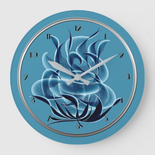 Abstracte blauw Roos wandklok