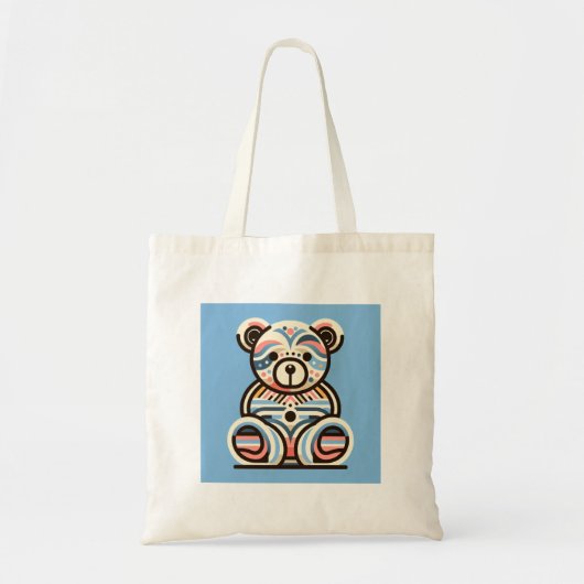 Abstracte blauw roze teddybear shopping canvas tas (Voorkant)