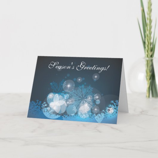 Abstracte blauw Snowflakes kerstkaart Feestdagen Kaart (Voorkant)