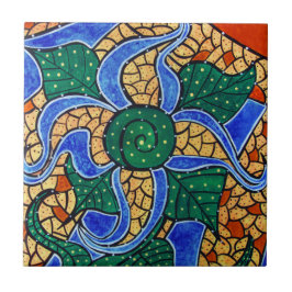 Abstracte blauw ventilatorkeramische kunststapel tegeltje