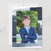 Abstracte blauw vergulde foto bar mitswa kaart (Achterkant)