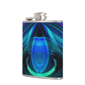 Abstracte blauw-vlamkolf heupfles (Links)