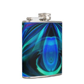 Abstracte blauw-vlamkolf heupfles (Rechts)