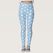 Abstracte blauwachtig witte stippen Leggings (Voorkant)