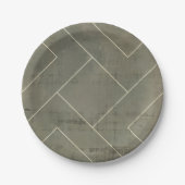 Abstracte blauwdruk met geometrische vormen papieren bordje (Voorkant)