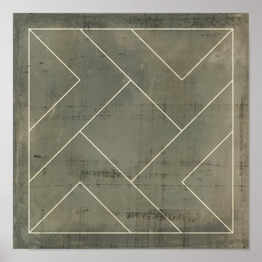 Abstracte blauwdruk met geometrische vormen poster (Voorkant)