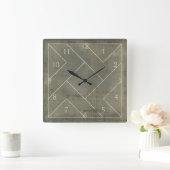 Abstracte blauwdruk met geometrische vormen vierkante klok (Huis)