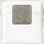 Abstracte blauwdruk met geometrische vormen vierkante sticker (Tas)