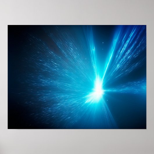 Abstracte blauwe achtergrond met lichtstralen poster (Voorkant)