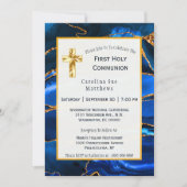 Abstracte Blauwe Agate Waterverf Communauteit Kaart (Voorkant)