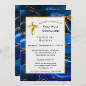 Abstracte Blauwe Agate Waterverf Communauteit Kaart (Voorkant / Achterkant)