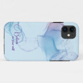 Abstracte blauwe alcoholinkt iPhone Case (Achterkant (horizontaal))
