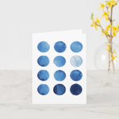 Abstracte Blauwe Aquarel Geometrische Verjaardag Kaart (Gele Bloem)