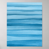 Abstracte Blauwe Aquarel Lijnen Poster (Voorkant)