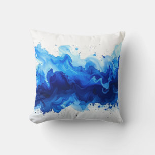 Abstracte blauwe aquarelspat op witte achtergrond kussen