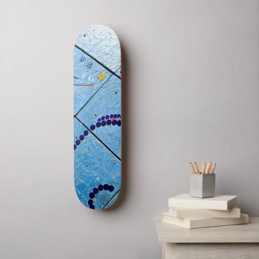 Abstracte blauwe baltimore Geometrische spiegelmoz Persoonlijk Skateboard (Muurkunst)