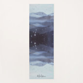 Abstracte blauwe bergen sterren op maat yogamat (Voorkant)