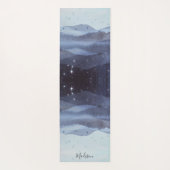 Abstracte blauwe bergen sterren op maat yogamat (Achterkant)