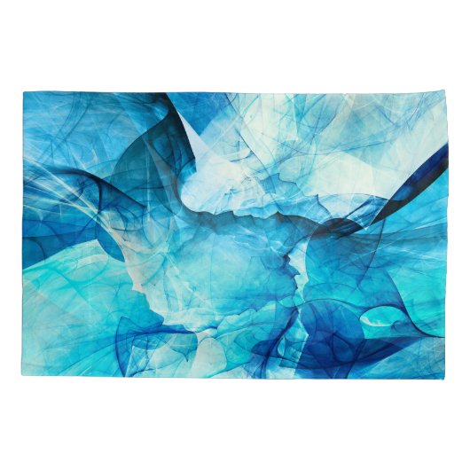 Abstracte blauwe beweging: fractale compositie. kussensloop (Achterkant)