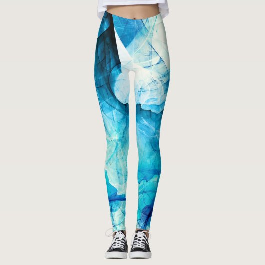 Abstracte blauwe beweging: fractale compositie. leggings (Voorkant)