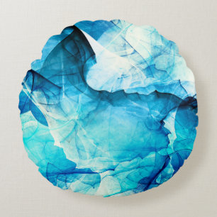 Abstracte blauwe beweging: fractale compositie. rond kussen