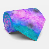Abstracte blauwe, Blauwgroen en roze diagonale str Stropdas (Opgerold)