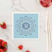 Abstracte blauwe bloem aangepaste monogram initiaa servet (Insitu)